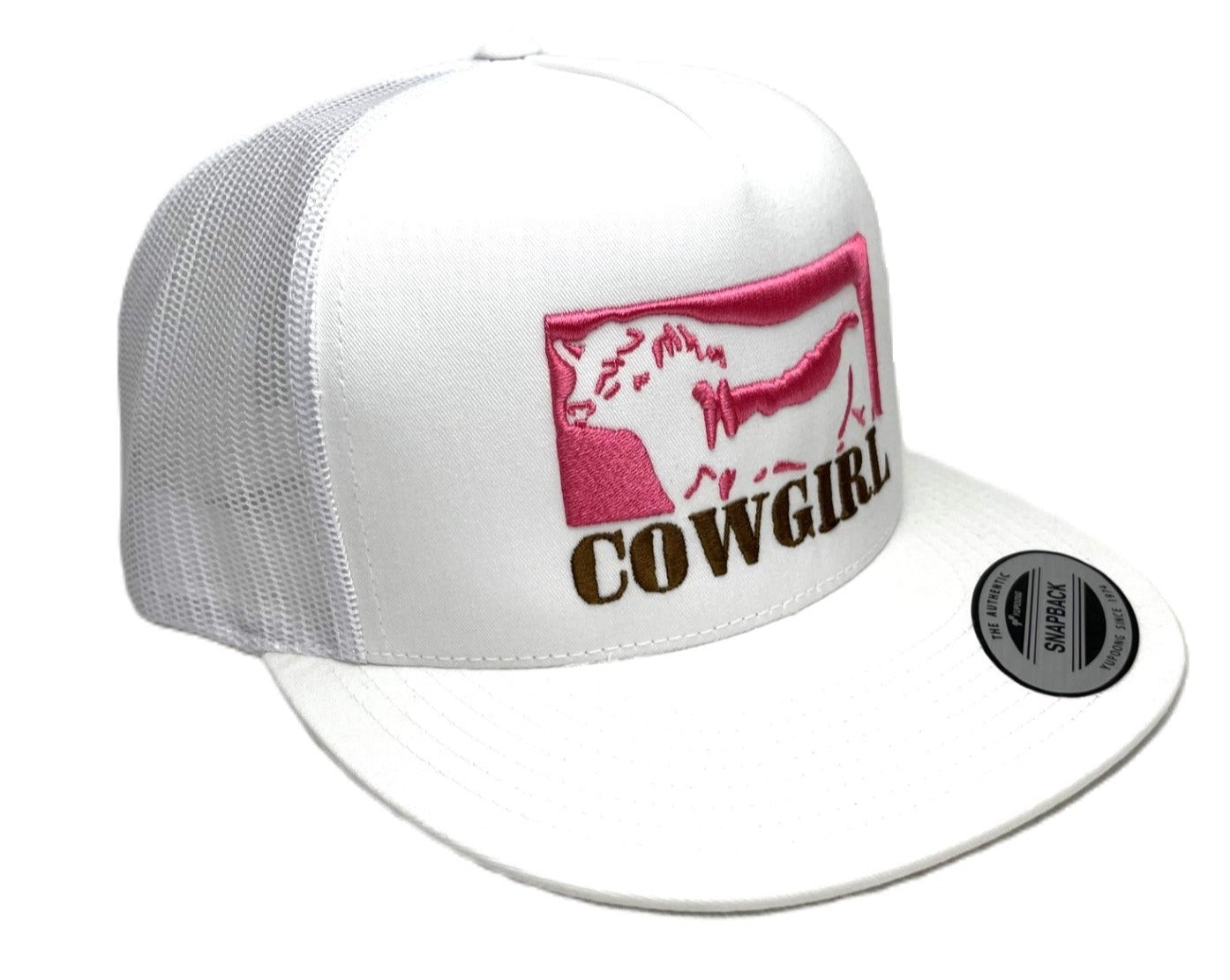 COWGIRL white flatbill trucker hat