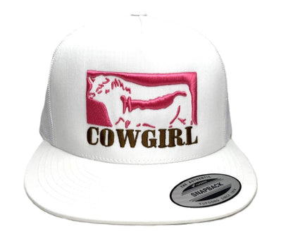 COWGIRL white flatbill trucker hat