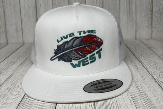 LIVE THE WEST - White flat bill trucker hat